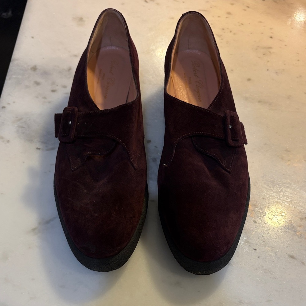 Robert Clergerie Women's Suede Loafers in Deep Burgundy